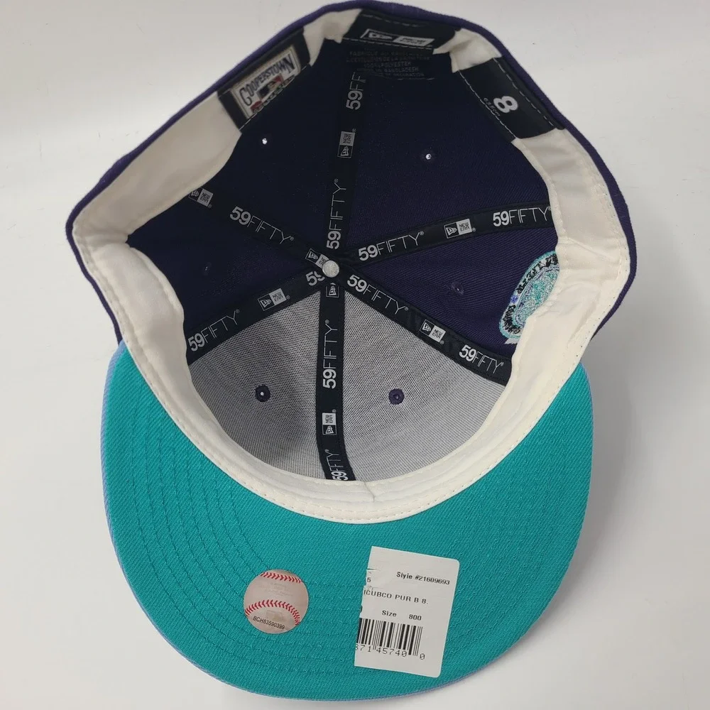 Chicago Cubs Hat Fitted 8 New Era 59Fifty Purple Blue MLB Wrigley Field Patch